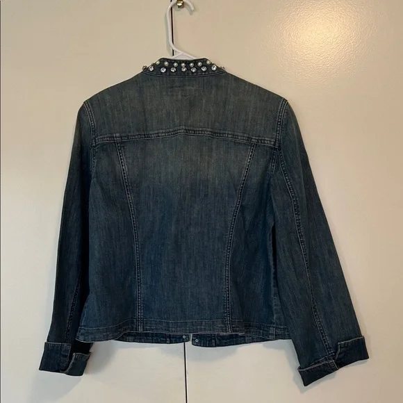 Chico's Platinum denim Studded Jean Jacket - Picture 8 of 10